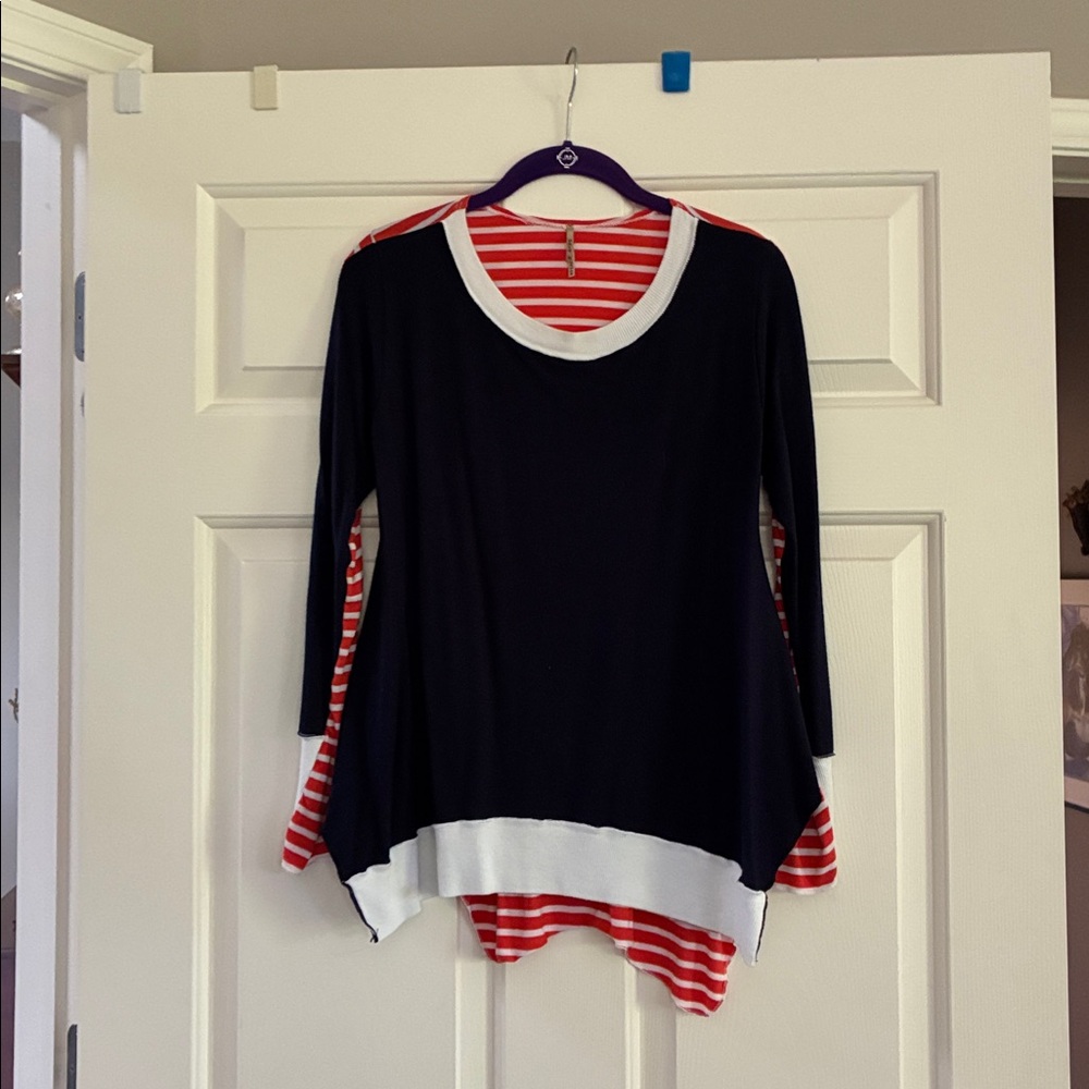 Pete Red and White Striped Top
